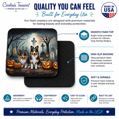 Caroline's Treasures Sheltie Dogs Foam Drink Coasters Set of 4 Absorbent