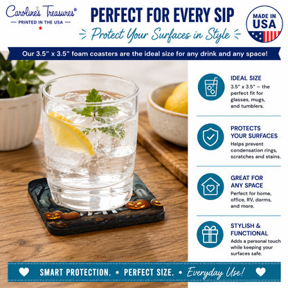 Caroline's Treasures Sheltie Dogs Foam Drink Coasters Set of 4 Absorbent