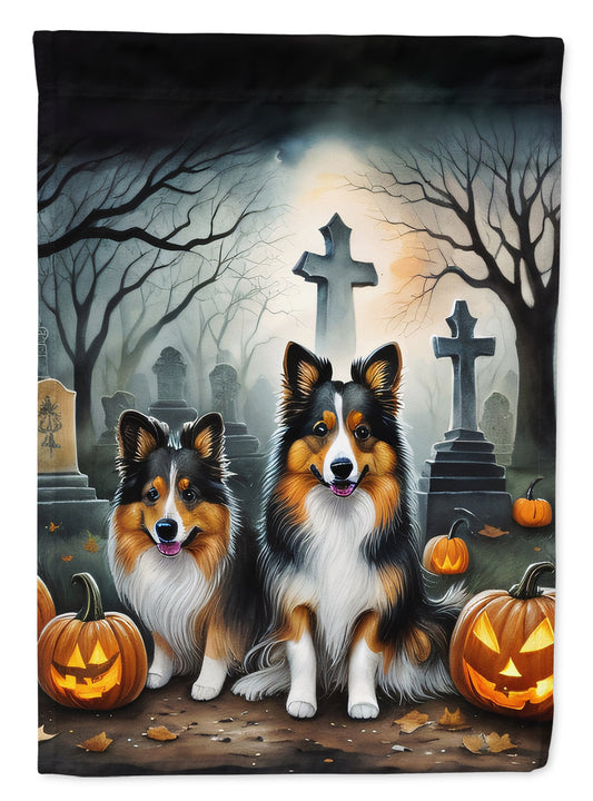 Caroline's Treasures DAC2053GF Sheltie Spooky Halloween Garden Flag Mailbox Flag Decorative Yard Flag Banner Outside Patio Artwork Yard Flower Beds, Garden Size, Multicolor