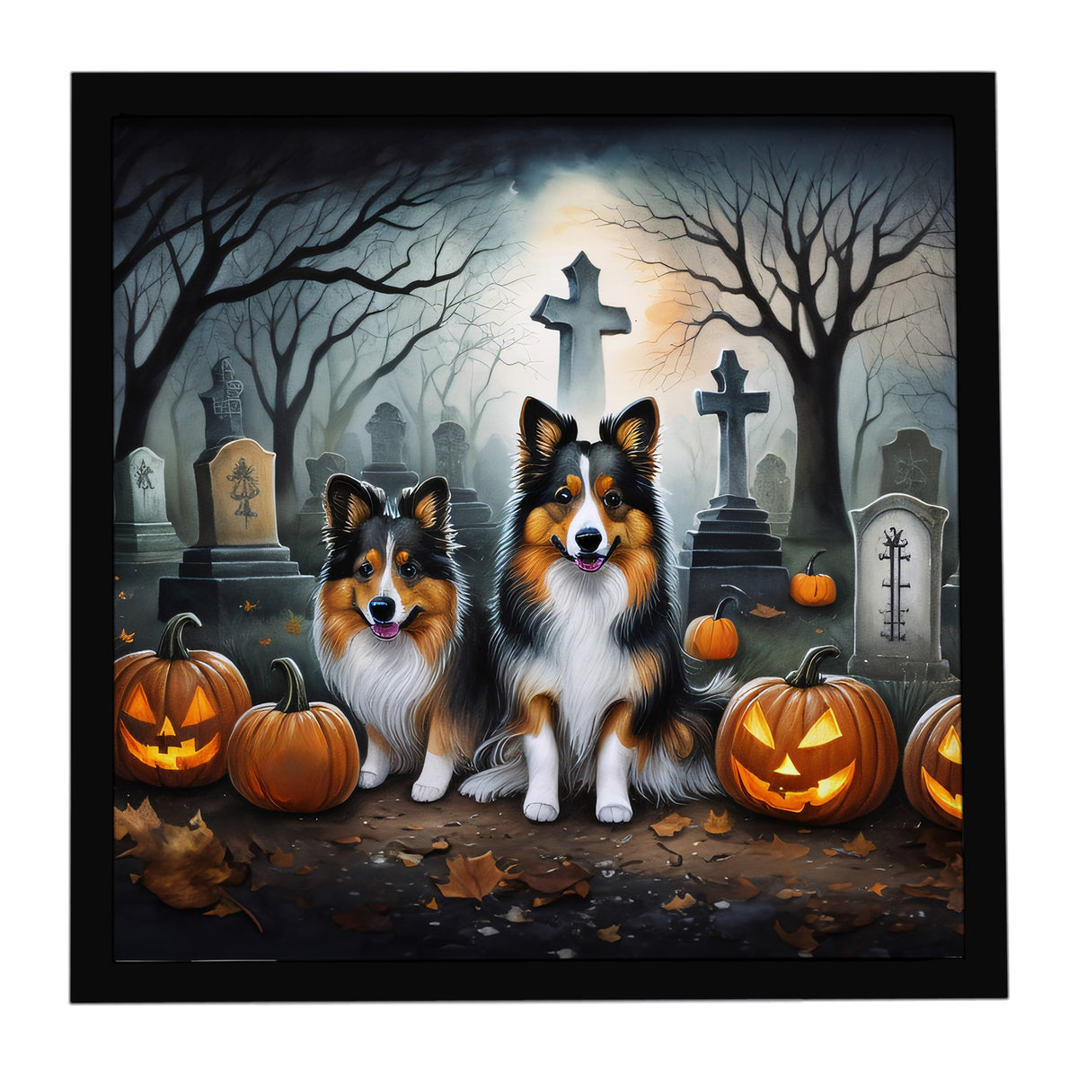 Caroline's Treasures Sheltie Dogs Framed Metal Wall Art 8 x 8 Inch