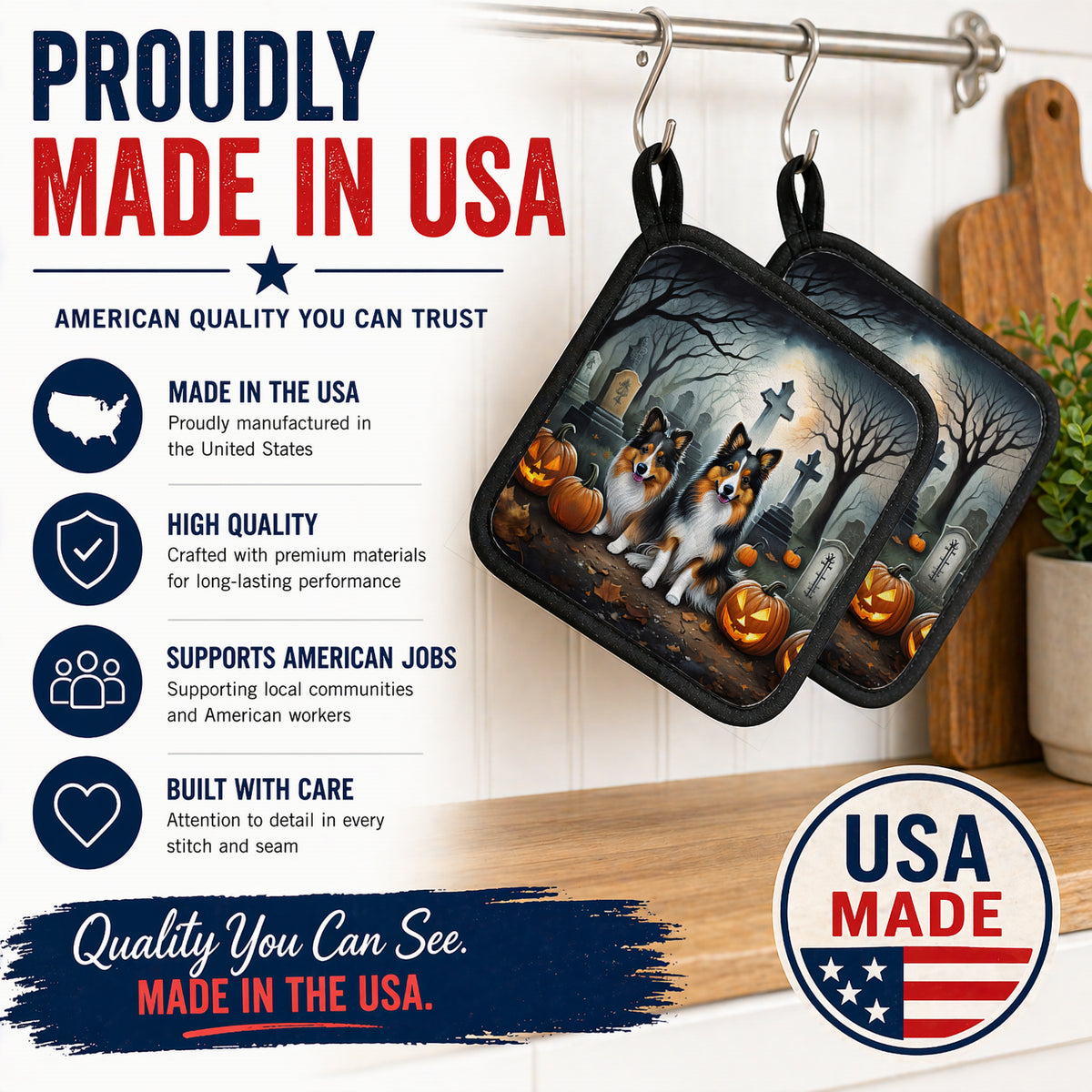 Caroline's Treasures Sheltie Dogs Set of 2 Kitchen Pot Holders
