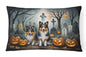 Caroline's Treasures DAC2053PW1216 Sheltie Spooky Halloween Fabric Decorative Pillow Machine Washable, Indoor Outdoor Decorative Pillow for Couch, Bed or Patio, 12HX16W