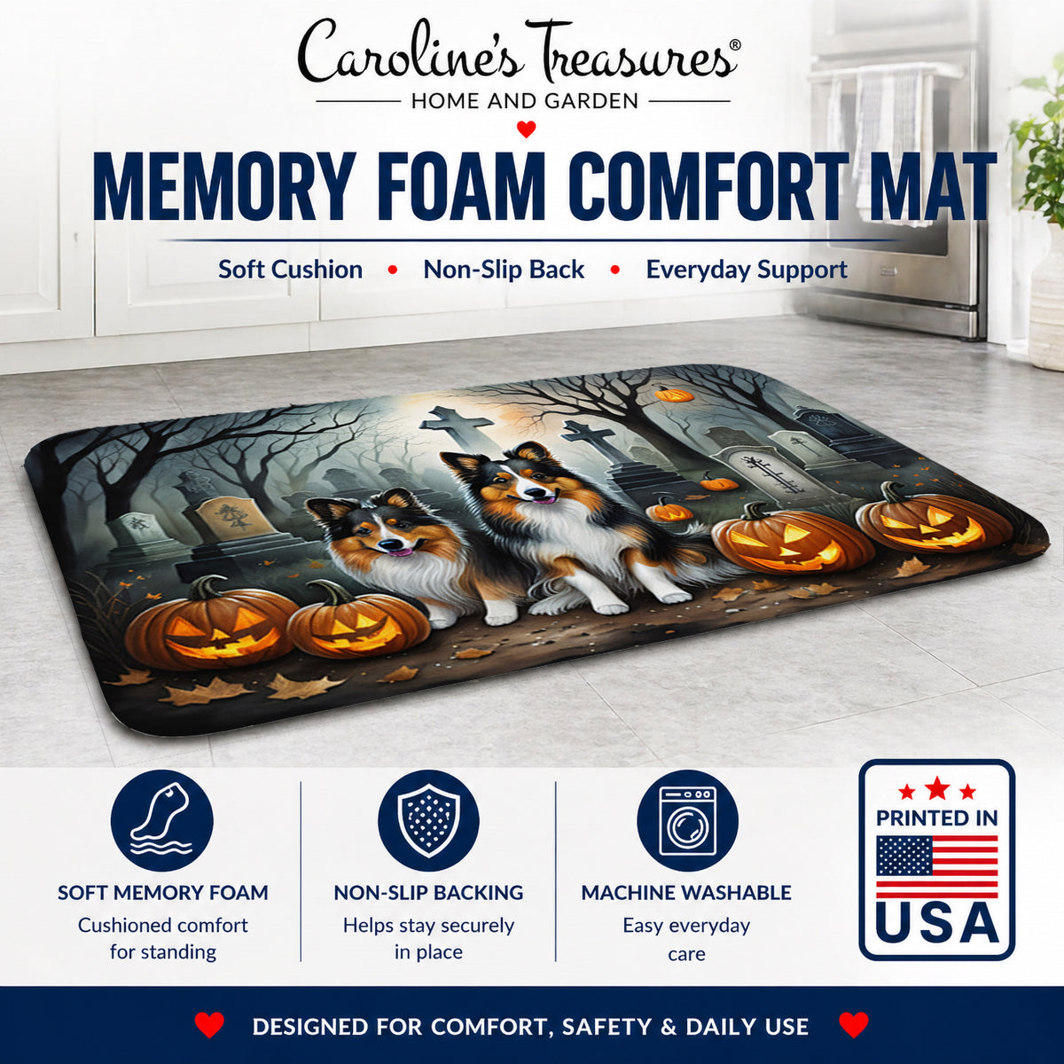 Caroline's Treasures Sheltie Dogs Memory Foam Mat 19x27