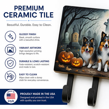 Caroline's Treasures Sheltie Dogs Halloween Ceramic Triple Wall Hook