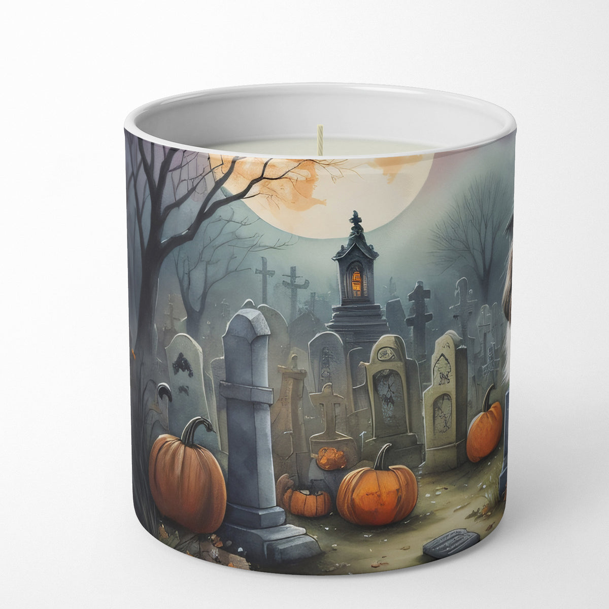 Caroline's Treasures DAC2054CDL Shih Tzu Spooky Halloween Decorative Soy Candle Nature Soy Wax Essential Oil Home Decor Ideal for Bedroom Kitchen Bath Office Gift, 10 oz