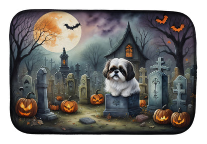 Caroline's Treasures DAC2054DDM Shih Tzu Spooky Halloween Dish Drying Mat Absorbent Dish Drying Mat Pad for Kitchen Counter Dish Drainer Mat for Countertop, 14 x 21, Multicolor
