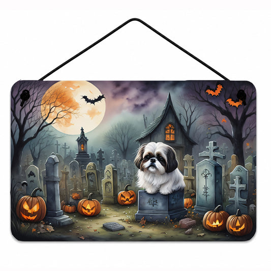 Caroline's Treasures DAC2054DS812 Shih Tzu Spooky Halloween Wall or Door Hanging Prints Aluminum Metal Sign Kitchen Wall Bar Bathroom Plaque Home Decor, 8x12, Multicolor