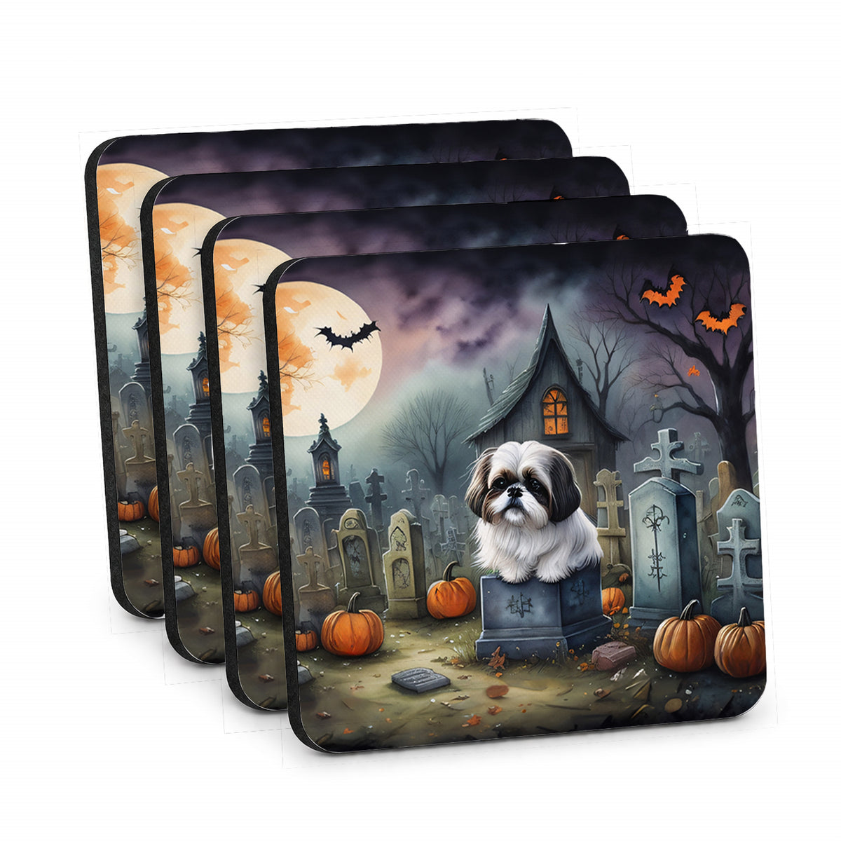Caroline's Treasures Shih Tzu Dogs Foam Drink Coasters Set of 4 Absorbent