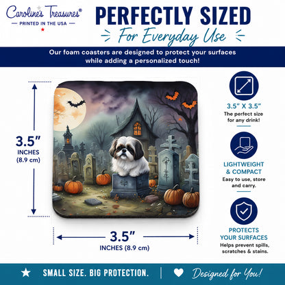 Caroline's Treasures Shih Tzu Dogs Foam Drink Coasters Set of 4 Absorbent