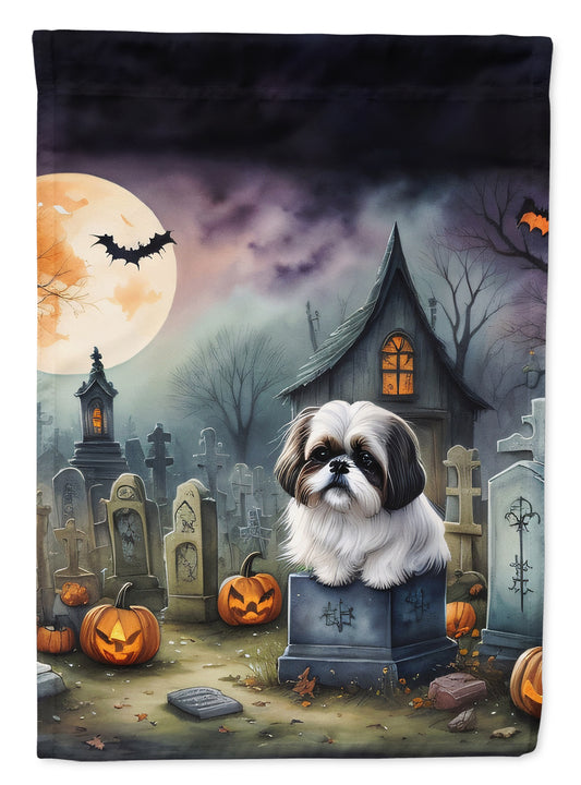 Caroline's Treasures DAC2054GF Shih Tzu Spooky Halloween Garden Flag Mailbox Flag Decorative Yard Flag Banner Outside Patio Artwork Yard Flower Beds, Garden Size, Multicolor