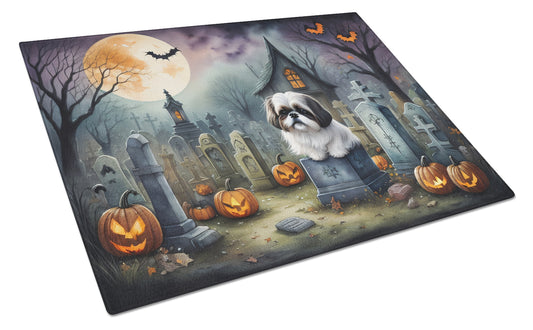 Caroline's Treasures DAC2054LCB Shih Tzu Spooky Halloween Glass Cutting Board Large Decorative Tempered Glass Kitchen Cutting and Serving Board Large Size Chopping Board