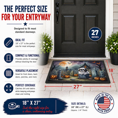 Caroline's Treasures DAC2054MAT Shih Tzu Spooky Halloween Doormat 18x27 Front Door Mat Indoor Outdoor Rugs for Entryway, Non Slip Washable Low Pile, 18H X 27W
