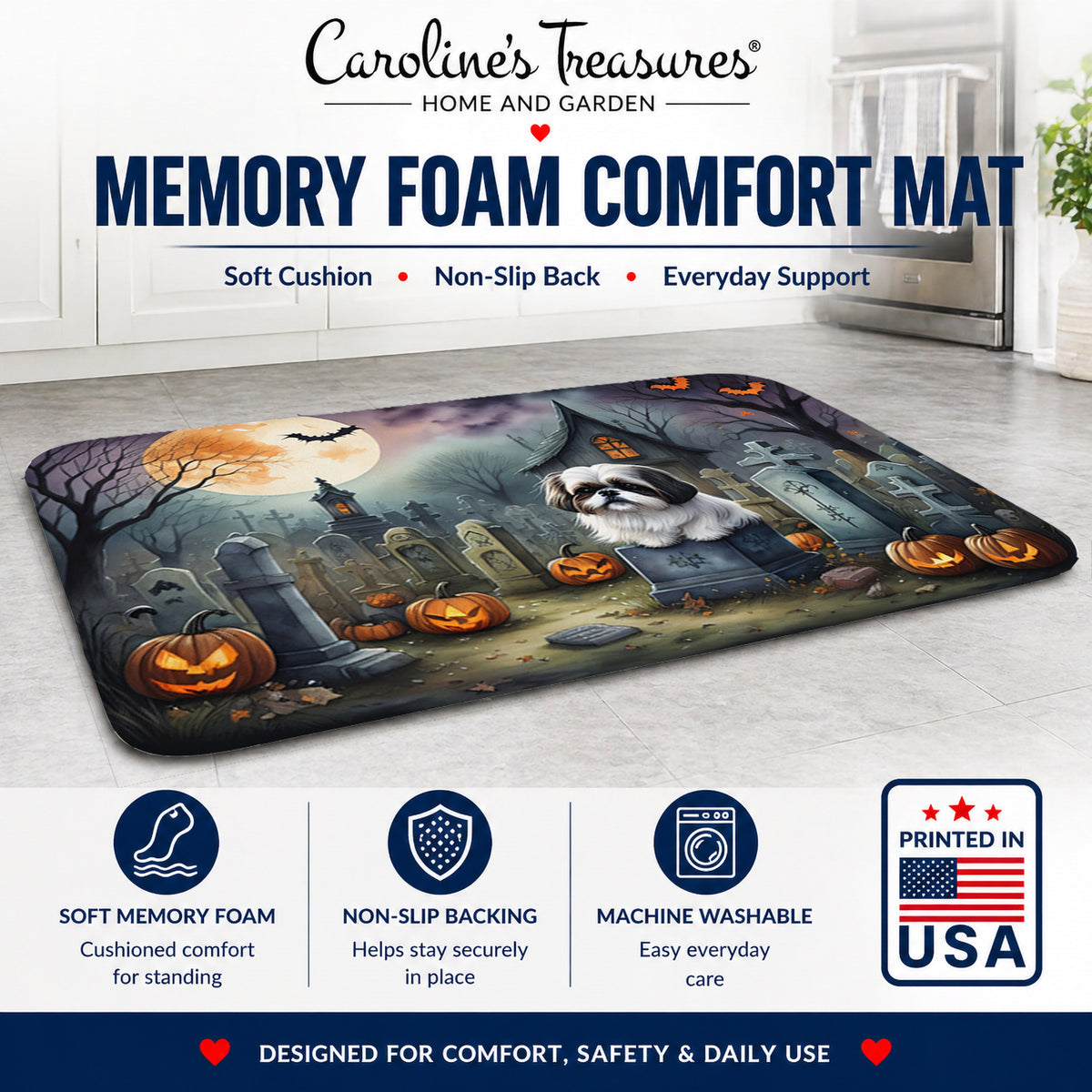 Caroline's Treasures Shih Tzu Dogs Memory Foam Mat 19x27