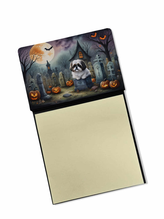 Caroline's Treasures Shih Tzu Spooky Halloween Sticky Note Holder Refillable Dispenser Self-Sticky Note Pads, Memo Pads Blank Desk Accessories