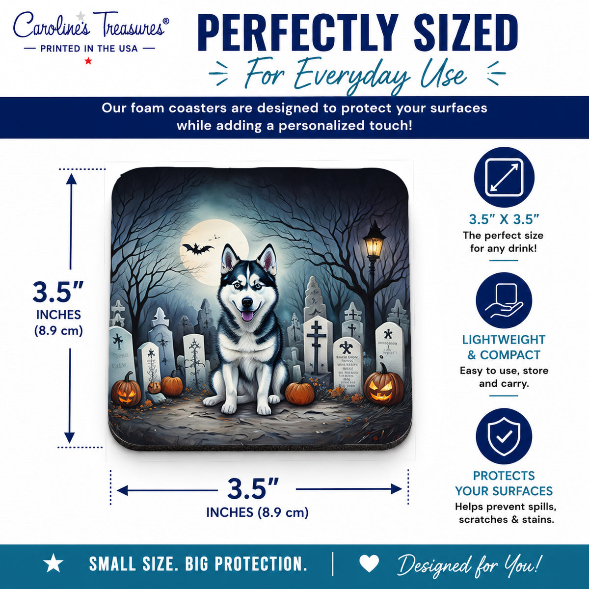 Caroline's Treasures Siberian Husky Dogs Foam Drink Coasters Set of 4