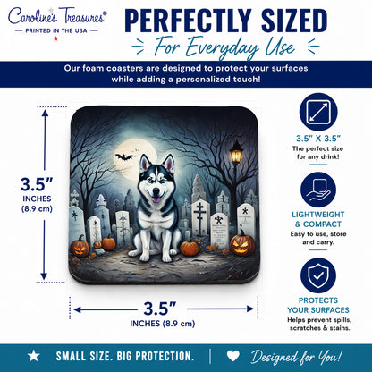 Caroline's Treasures Siberian Husky Dogs Foam Drink Coasters Set of 4