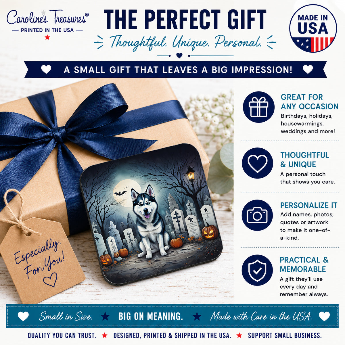 Caroline's Treasures Siberian Husky Dogs Foam Drink Coasters Set of 4