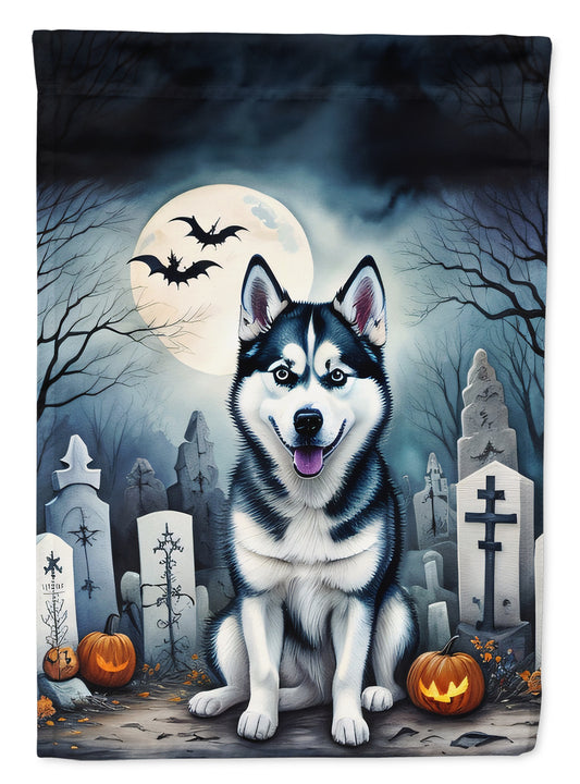 Caroline's Treasures DAC2055GF Siberian Husky Spooky Halloween Garden Flag Mailbox Flag Decorative Yard Flag Banner Outside Patio Artwork Yard Flower Beds, Garden Size, Multicolor