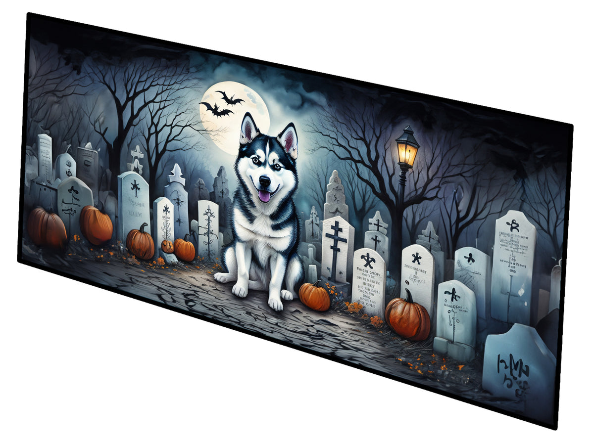 Caroline's Treasures Siberian Husky Spooky Halloween Runner Mat 28x58 Front Door Mat Indoor Outdoor Rugs for Entryway Hallway Foyer Non Slip Washable Wide Doormat