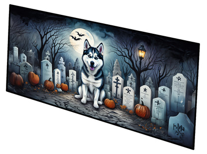 Caroline's Treasures Siberian Husky Spooky Halloween Runner Mat 28x58 Front Door Mat Indoor Outdoor Rugs for Entryway Hallway Foyer Non Slip Washable Wide Doormat