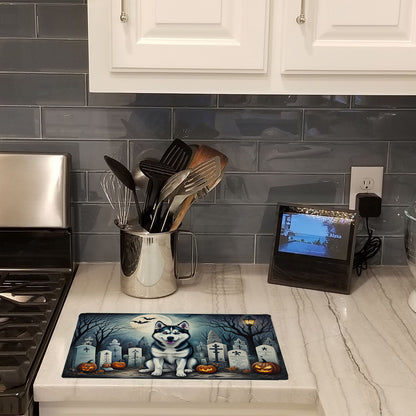 Caroline's Treasures DAC2055LCB Siberian Husky Spooky Halloween Glass Cutting Board Large Decorative Tempered Glass Kitchen Cutting and Serving Board Large Size Chopping Board