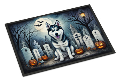 Caroline's Treasures DAC2055MAT Siberian Husky Spooky Halloween Doormat 18x27 Front Door Mat Indoor Outdoor Rugs for Entryway, Non Slip Washable Low Pile, 18H X 27W