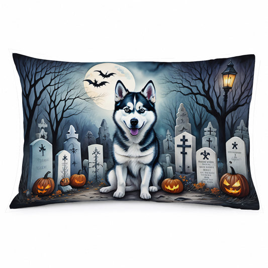 Caroline's Treasures DAC2055PILLOWCASE Siberian Husky Spooky Halloween Fabric Standard Pillowcase Lightweight Super Soft Easy Care Decorative Artwork Pillowcase, Standard