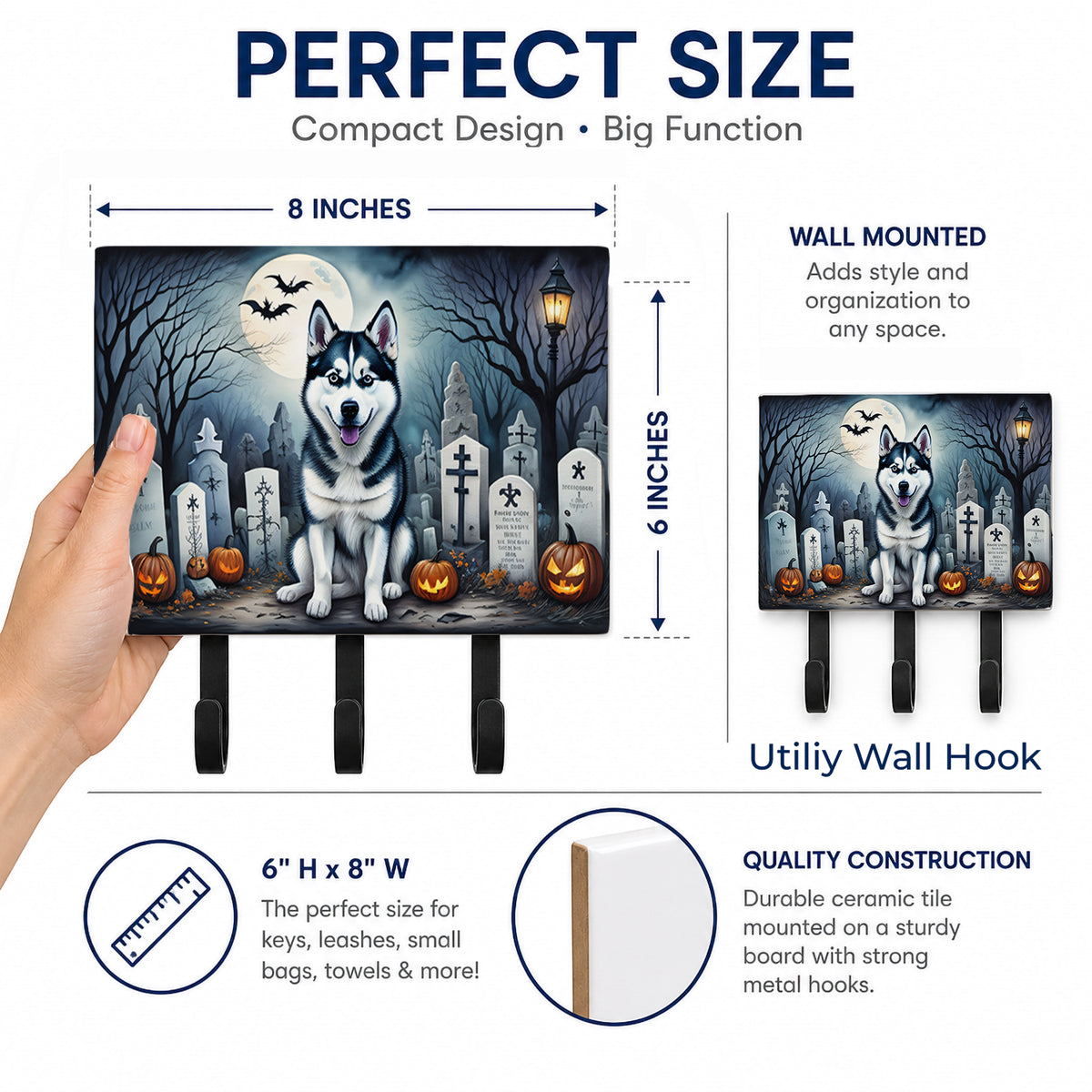 Caroline's Treasures Siberian Husky Dogs Ceramic Triple Wall Hook