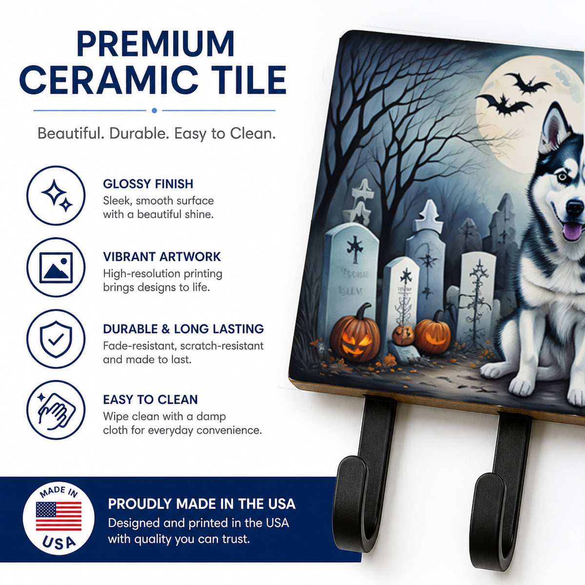Caroline's Treasures Siberian Husky Dogs Ceramic Triple Wall Hook