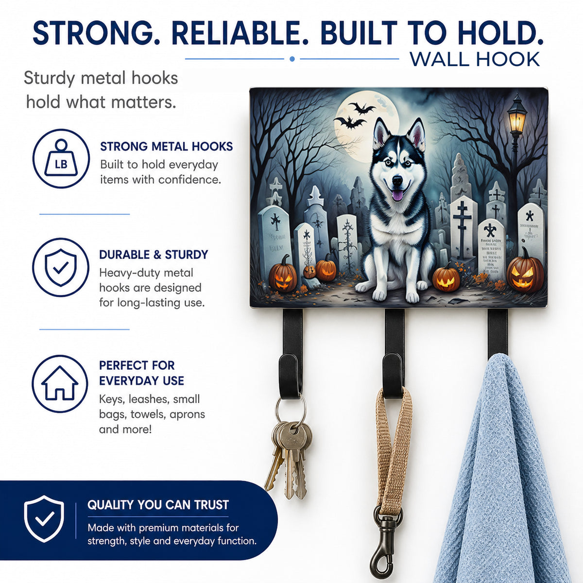 Caroline's Treasures Siberian Husky Dogs Ceramic Triple Wall Hook