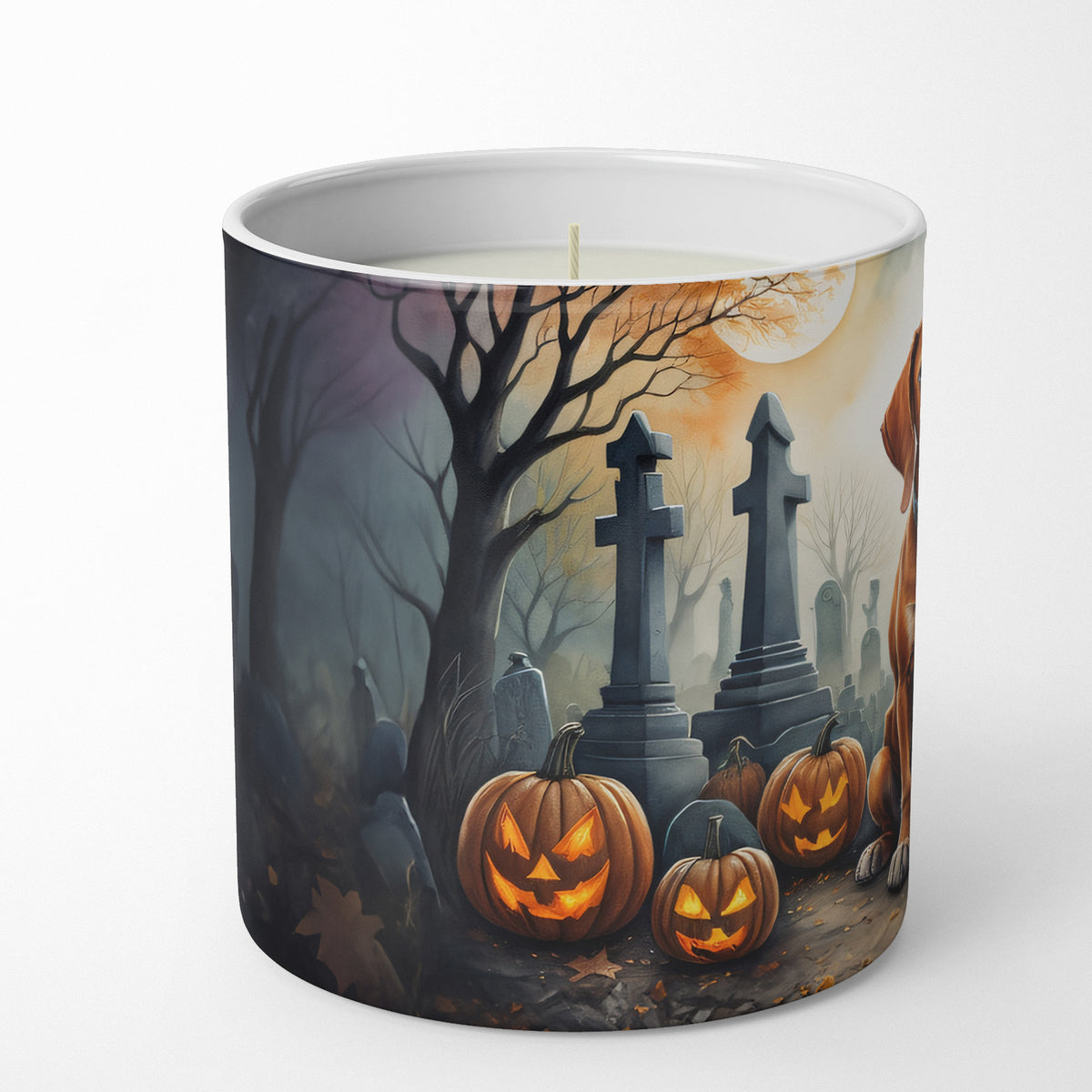 Caroline's Treasures DAC2056CDL Vizsla Spooky Halloween Decorative Soy Candle Nature Soy Wax Essential Oil Home Decor Ideal for Bedroom Kitchen Bath Office Gift, 10 oz