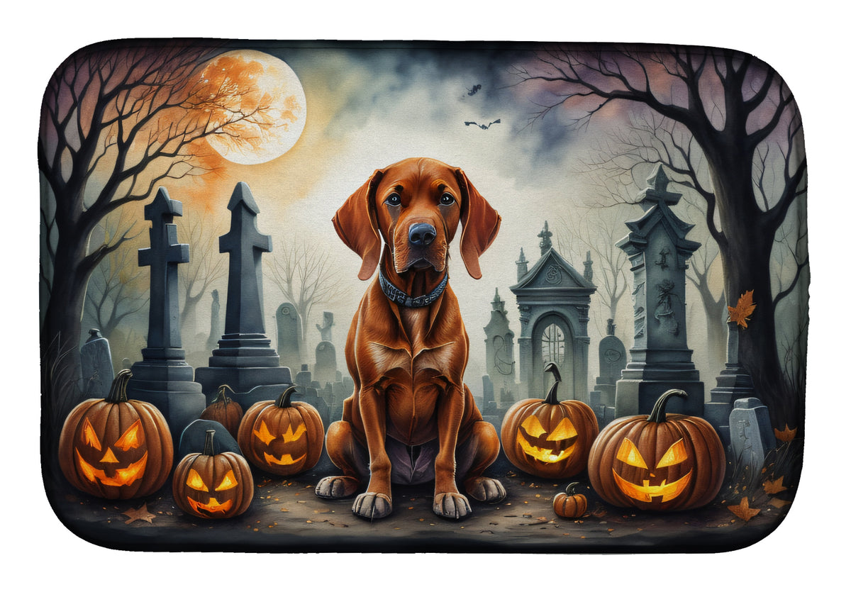Caroline's Treasures DAC2056DDM Vizsla Spooky Halloween Dish Drying Mat Absorbent Dish Drying Mat Pad for Kitchen Counter Dish Drainer Mat for Countertop, 14 x 21, Multicolor