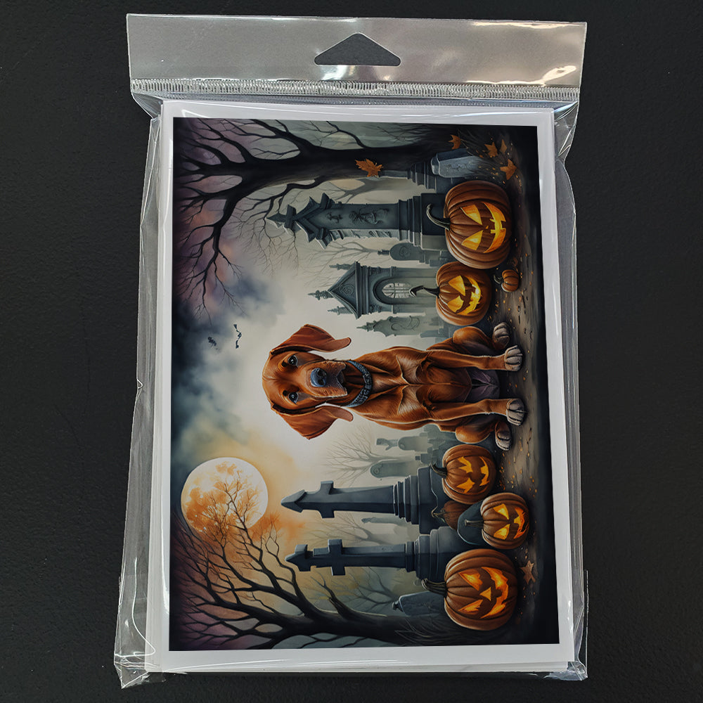 Caroline's Treasures DAC2056GCA7P Vizsla Spooky Halloween Greeting Cards and Envelopes Pack of 8 Blank Cards with Envelopes Whimsical A7 Size 5x7 Blank Greeting Cards
