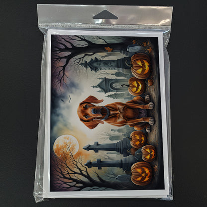 Caroline's Treasures DAC2056GCA7P Vizsla Spooky Halloween Greeting Cards and Envelopes Pack of 8 Blank Cards with Envelopes Whimsical A7 Size 5x7 Blank Greeting Cards