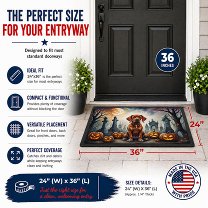Caroline's Treasures DAC2056JMAT Vizsla Spooky Halloween Indoor or Outdoor Mat 24x36 Front Door Mat Indoor Outdoor Rugs for Entryway, Non Slip Washable Low Pile, 24H X 36W