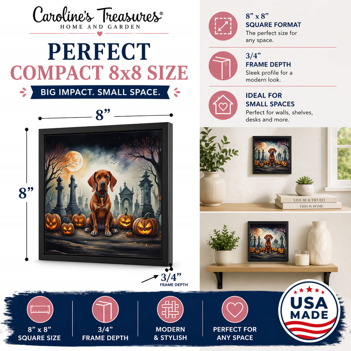 Caroline's Treasures Vizsla Dogs Framed Metal Wall Art 8 x 8 Inch