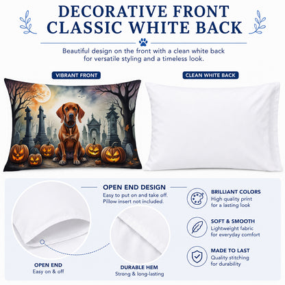 Caroline's Treasures DAC2056PILLOWCASE Vizsla Spooky Halloween Fabric Standard Pillowcase Lightweight Super Soft Easy Care Decorative Artwork Pillowcase, Standard