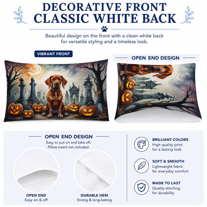 Caroline's Treasures DAC2056PILLOWCASE Vizsla Spooky Halloween Fabric Standard Pillowcase Lightweight Super Soft Easy Care Decorative Artwork Pillowcase, Standard