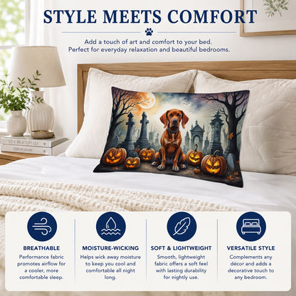 Caroline's Treasures DAC2056PILLOWCASE Vizsla Spooky Halloween Fabric Standard Pillowcase Lightweight Super Soft Easy Care Decorative Artwork Pillowcase, Standard