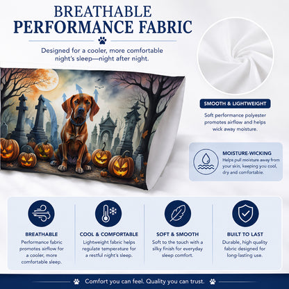 Caroline's Treasures DAC2056PILLOWCASE Vizsla Spooky Halloween Fabric Standard Pillowcase Lightweight Super Soft Easy Care Decorative Artwork Pillowcase, Standard