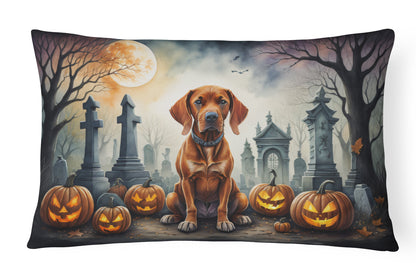 Caroline's Treasures DAC2056PW1216 Vizsla Spooky Halloween Fabric Decorative Pillow Machine Washable, Indoor Outdoor Decorative Pillow for Couch, Bed or Patio, 12HX16W