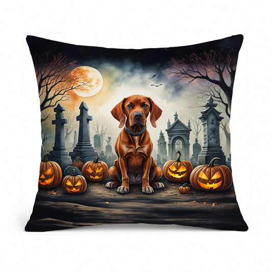 Caroline's Treasures DAC2056PW1818 Vizsla Spooky Halloween Fabric Decorative Pillow Machine Washable, Indoor Outdoor Decorative Pillow for Couch, Bed or Patio, 18Hx18W