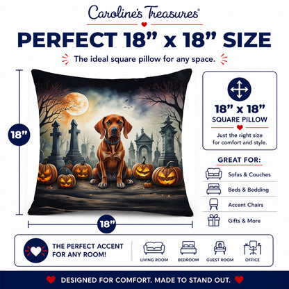 Caroline's Treasures DAC2056PW1818 Vizsla Spooky Halloween Fabric Decorative Pillow Machine Washable, Indoor Outdoor Decorative Pillow for Couch, Bed or Patio, 18Hx18W