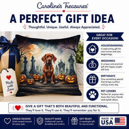 Caroline's Treasures DAC2056PW1818 Vizsla Spooky Halloween Fabric Decorative Pillow Machine Washable, Indoor Outdoor Decorative Pillow for Couch, Bed or Patio, 18Hx18W