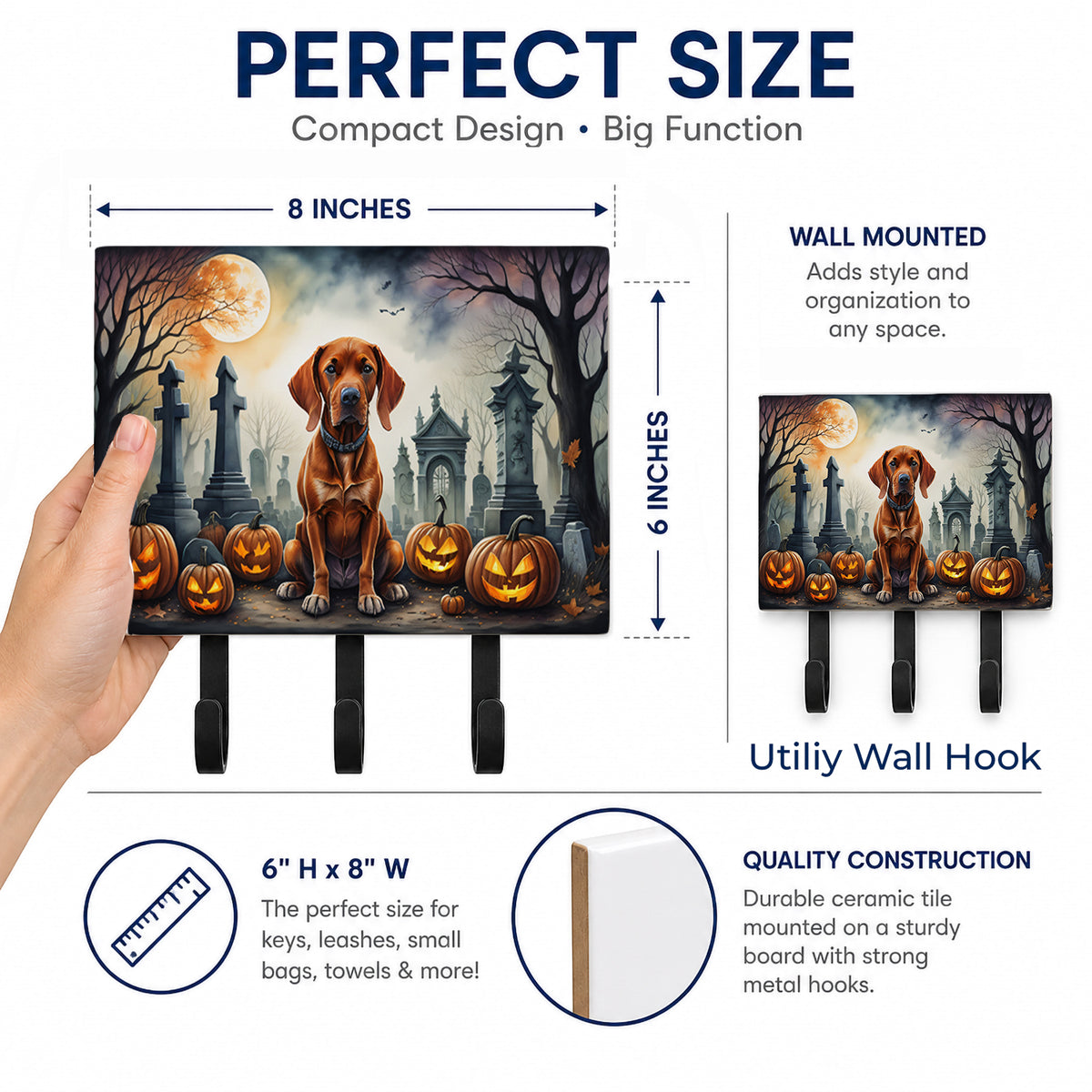 Caroline's Treasures Vizsla Dogs Halloween Ceramic Triple Wall Hook
