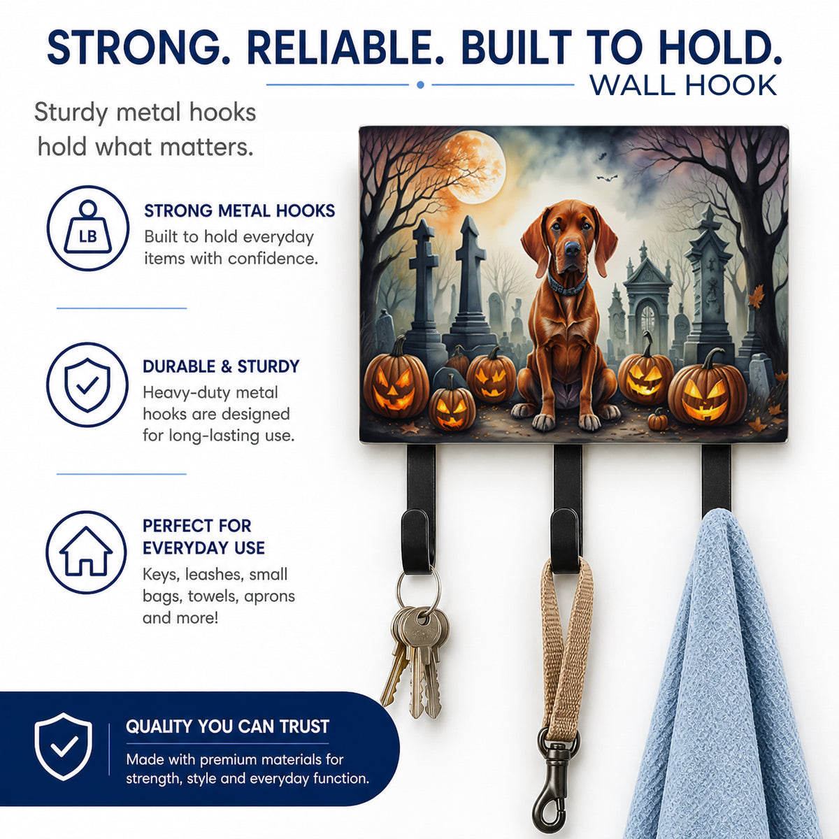 Caroline's Treasures Vizsla Dogs Halloween Ceramic Triple Wall Hook