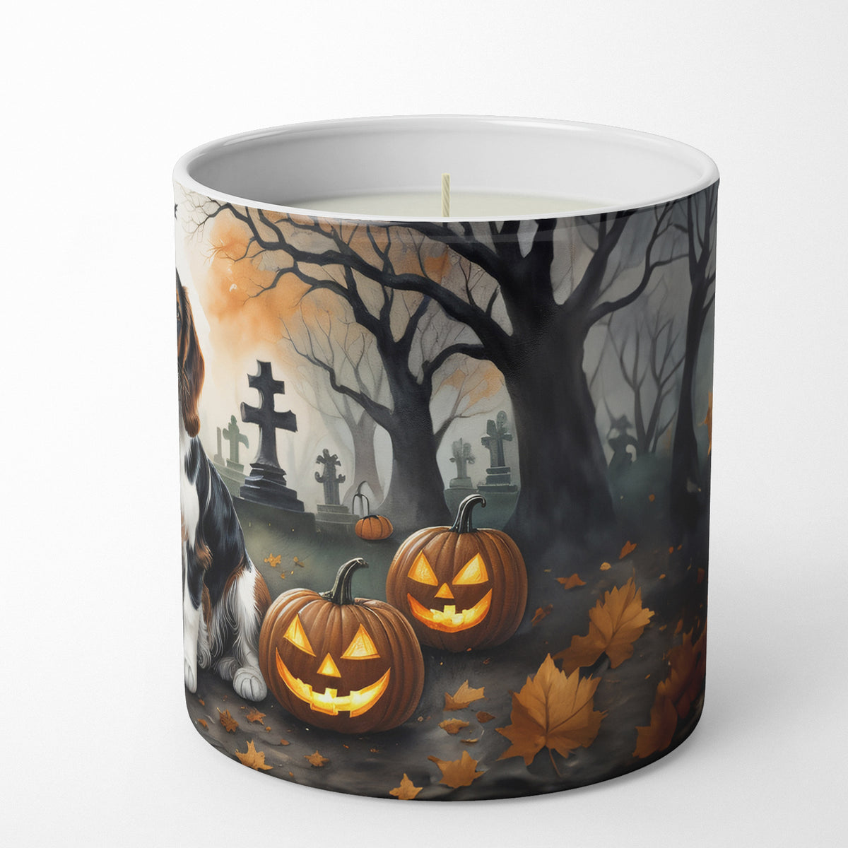 Caroline's Treasures DAC2057CDL Welsh Springer Spaniel Spooky Halloween Decorative Soy Candle Nature Soy Wax Essential Oil Home Decor Ideal for Bedroom Kitchen Bath Office Gift, 10 oz