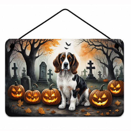 Caroline's Treasures DAC2057DS812 Welsh Springer Spaniel Spooky Halloween Wall or Door Hanging Prints Aluminum Metal Sign Kitchen Wall Bar Bathroom Plaque Home Decor, 8x12, Multicolor