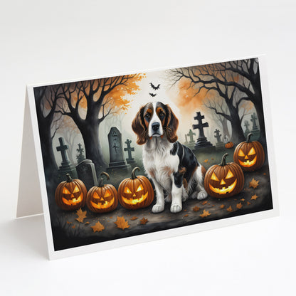 Caroline's Treasures DAC2057GCA7P Welsh Springer Spaniel Spooky Halloween Greeting Cards and Envelopes Pack of 8 Blank Cards with Envelopes Whimsical A7 Size 5x7 Blank Greeting Cards