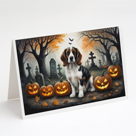 Caroline's Treasures DAC2057GCA7P Welsh Springer Spaniel Spooky Halloween Greeting Cards and Envelopes Pack of 8 Blank Cards with Envelopes Whimsical A7 Size 5x7 Blank Greeting Cards